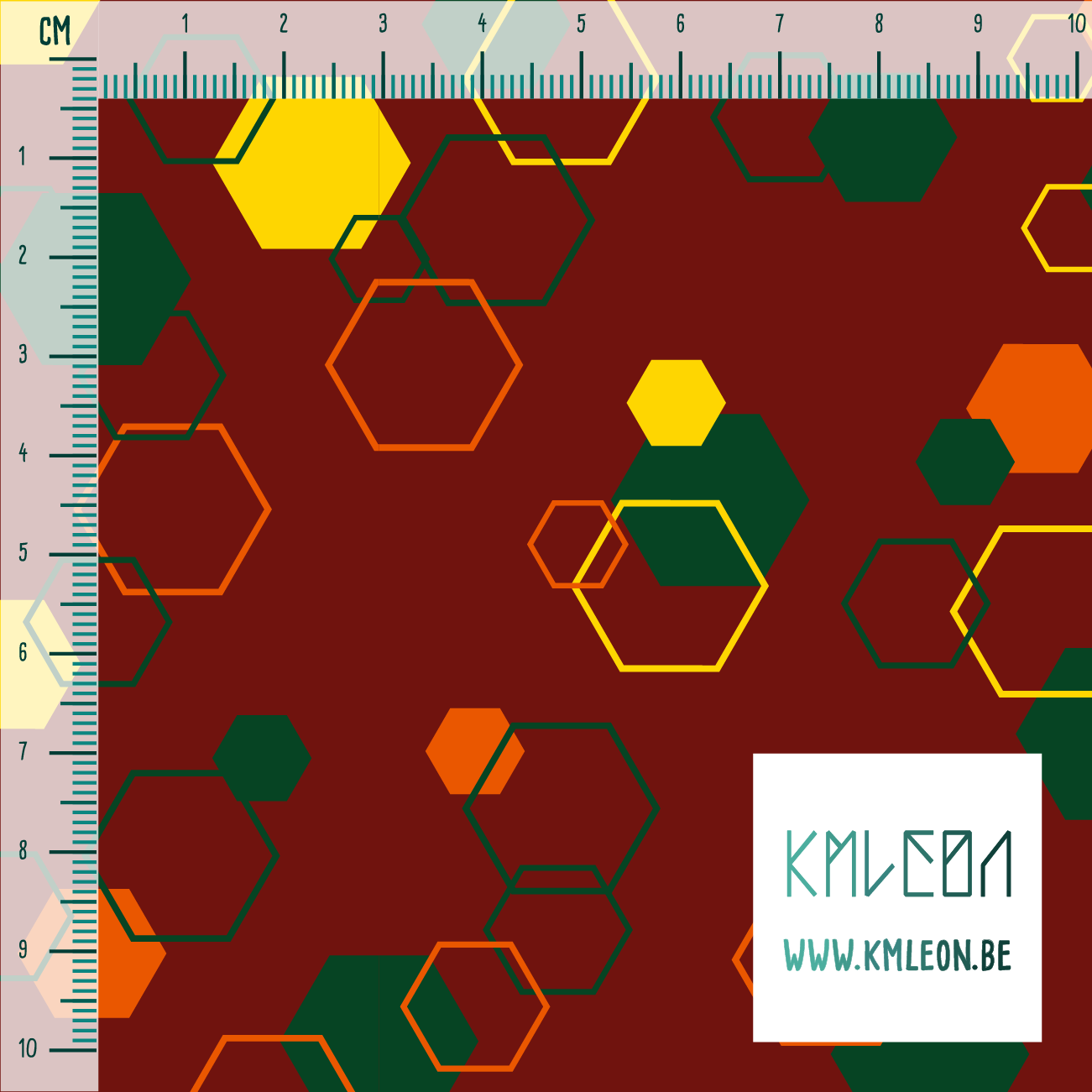 Willekeurige oranje, gele en groene achthoeken stof