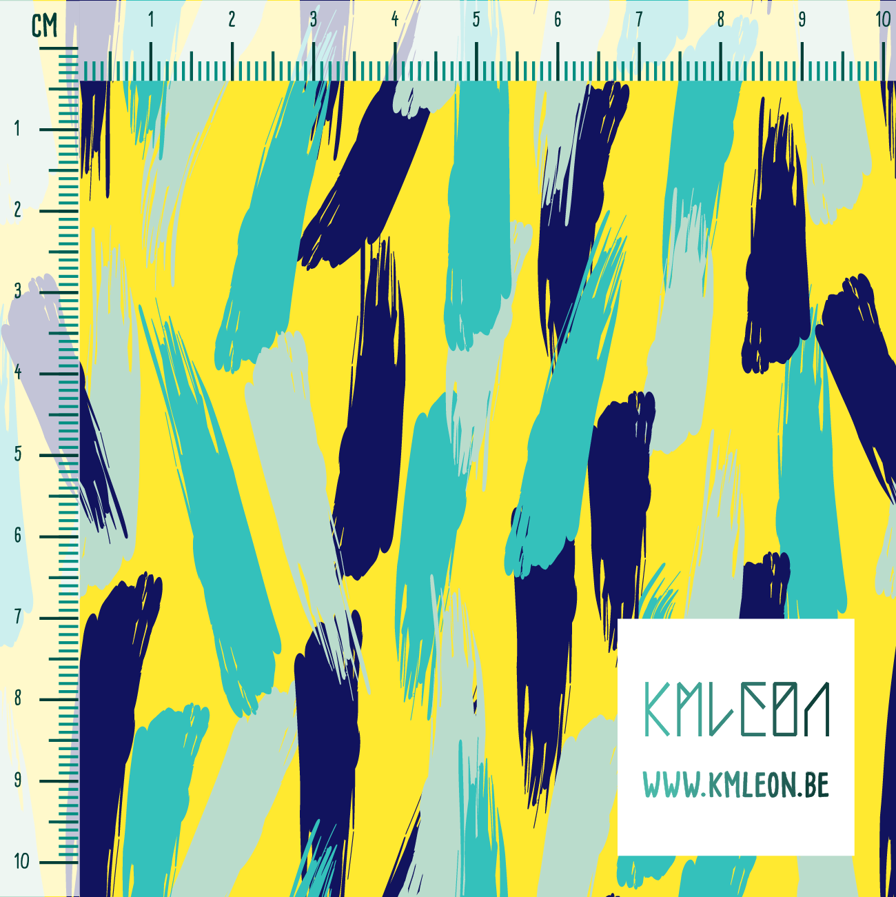 Blauwe, blauwgroene en muntgroene penseelstreken stof