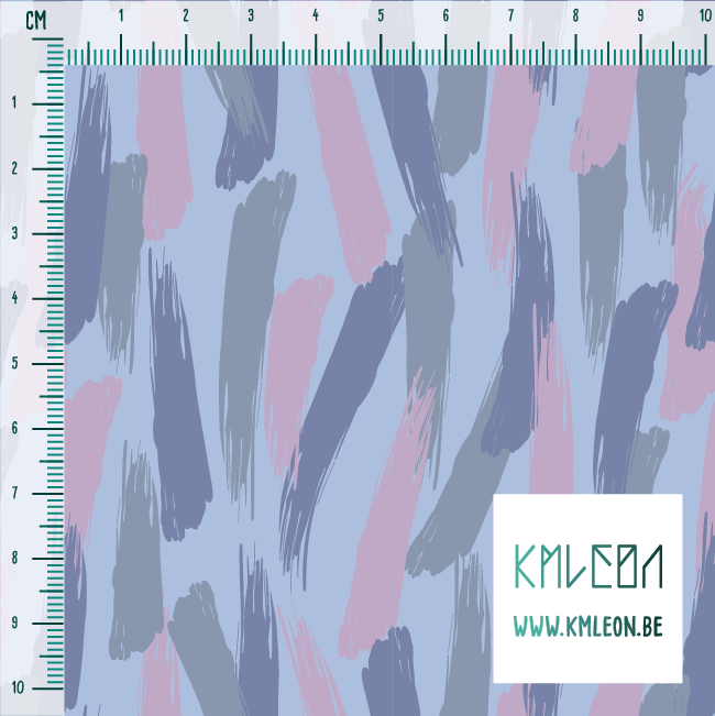 Paarse en blauwe penseelstreken stof