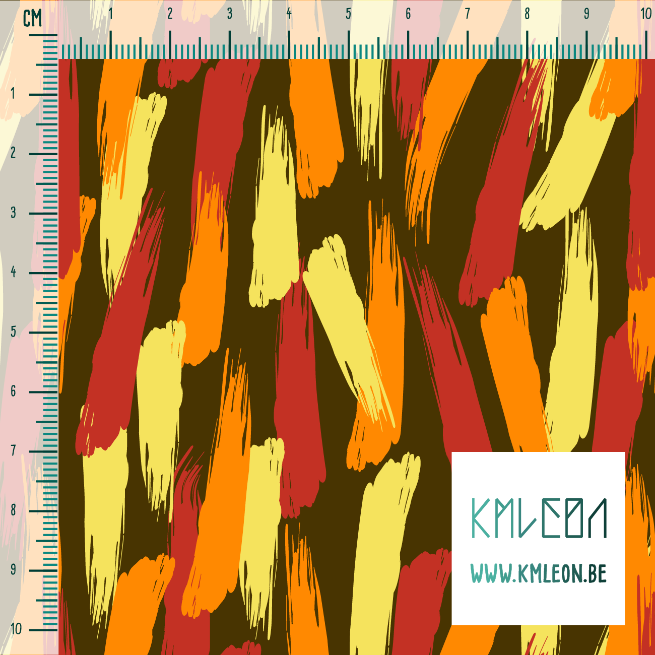 Gele, rode en oranje penseelstreken stof