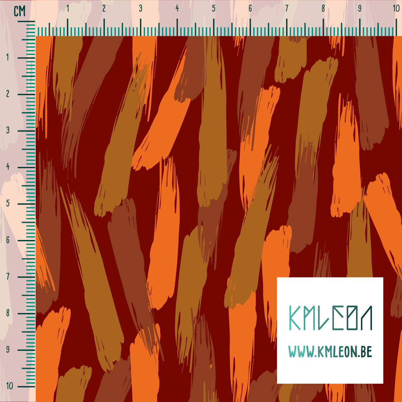 Oranje en bruine penseelstreken stof