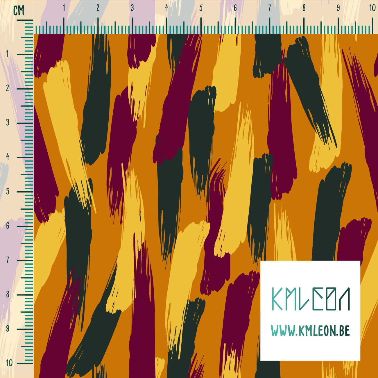 Groene, gele en paarse penseelstreken stof