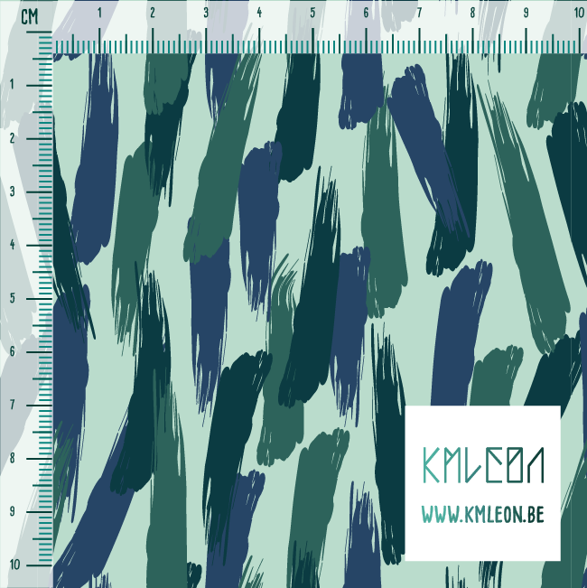 Blauwe en groene penseelstreken stof