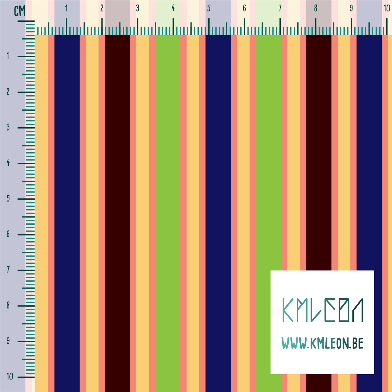 Blauwe, gele, groene en bruine vertikale strepen stof