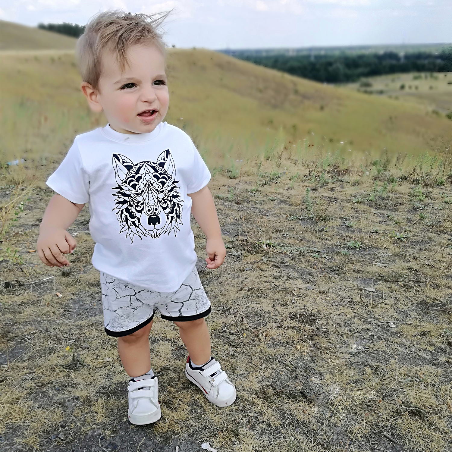Wolf baby shirt met korte mouwen