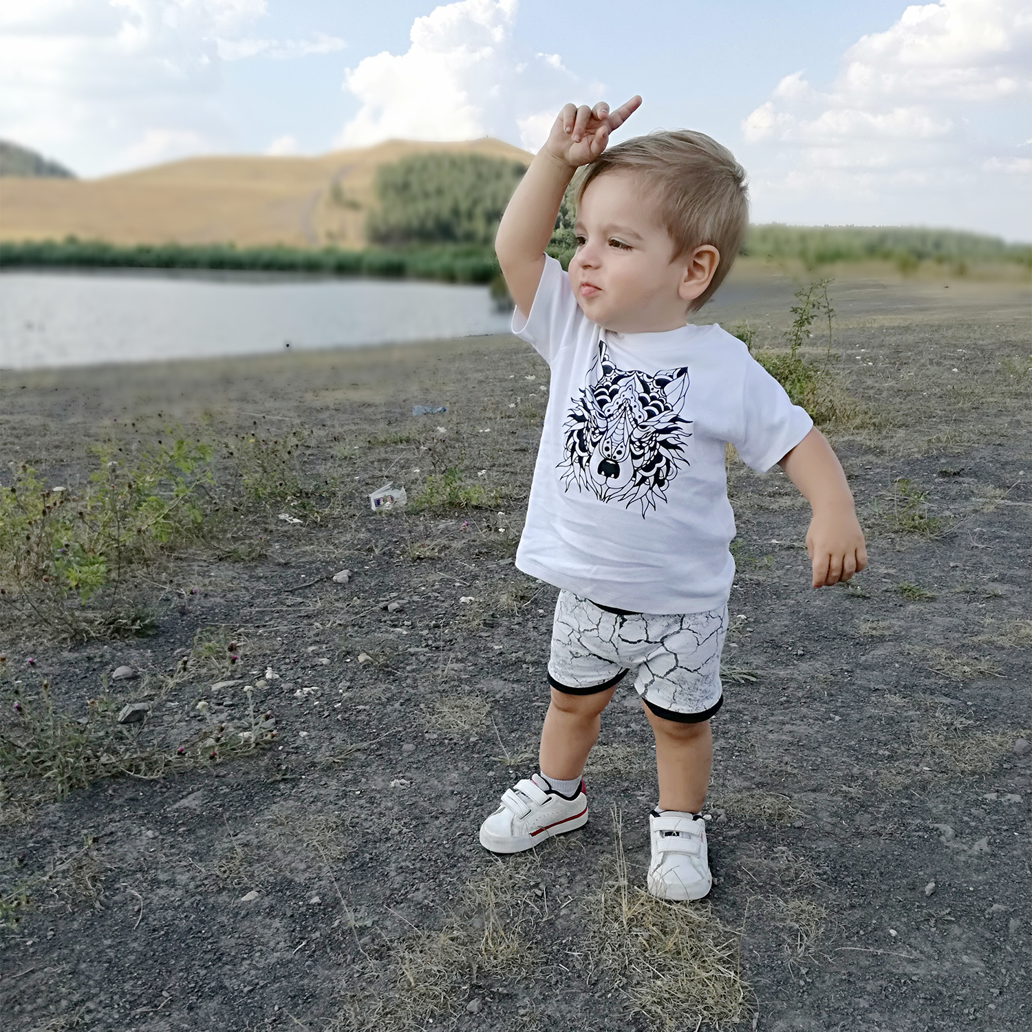 Wolf baby shirt met korte mouwen