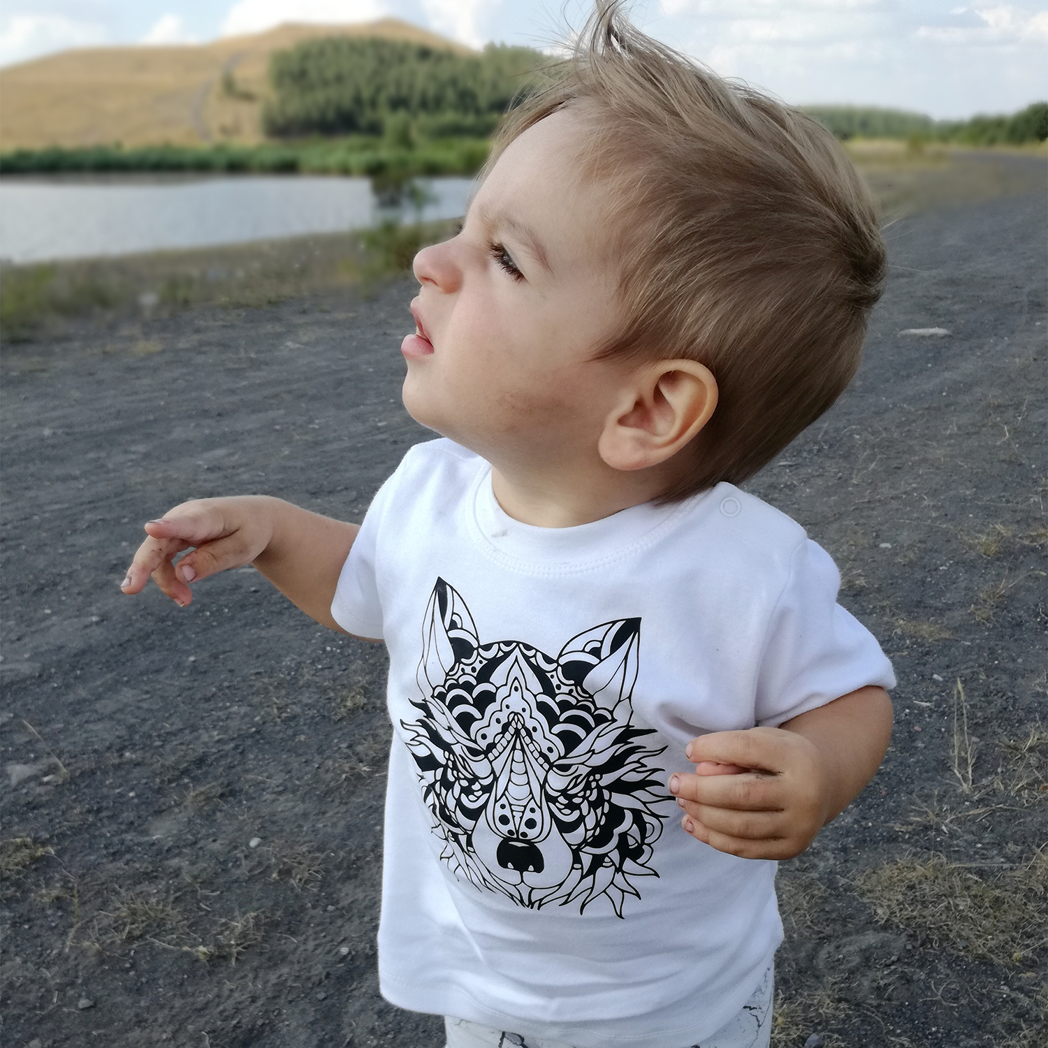 Wolf baby shirt met korte mouwen