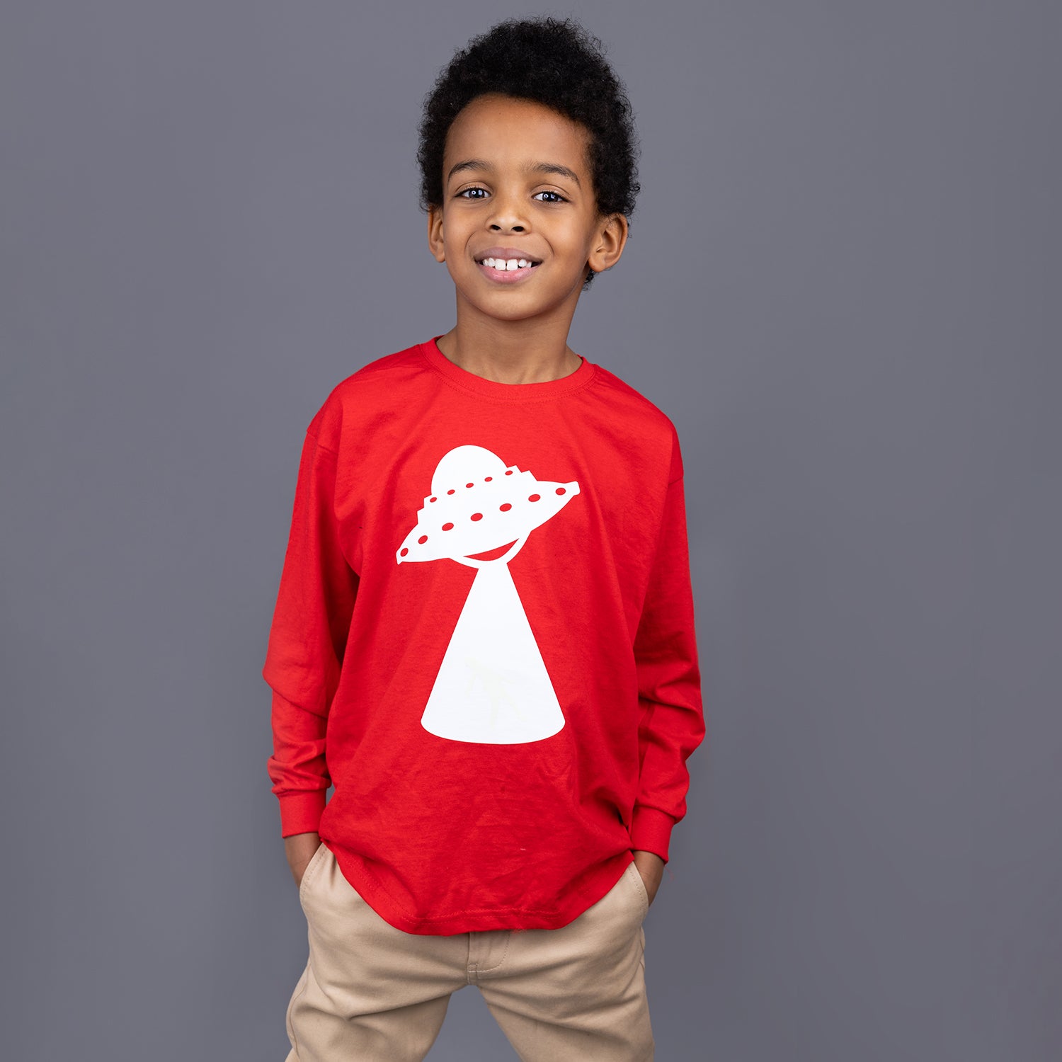 Alien ontvoering glow in the dark kind shirt met lange mouwen