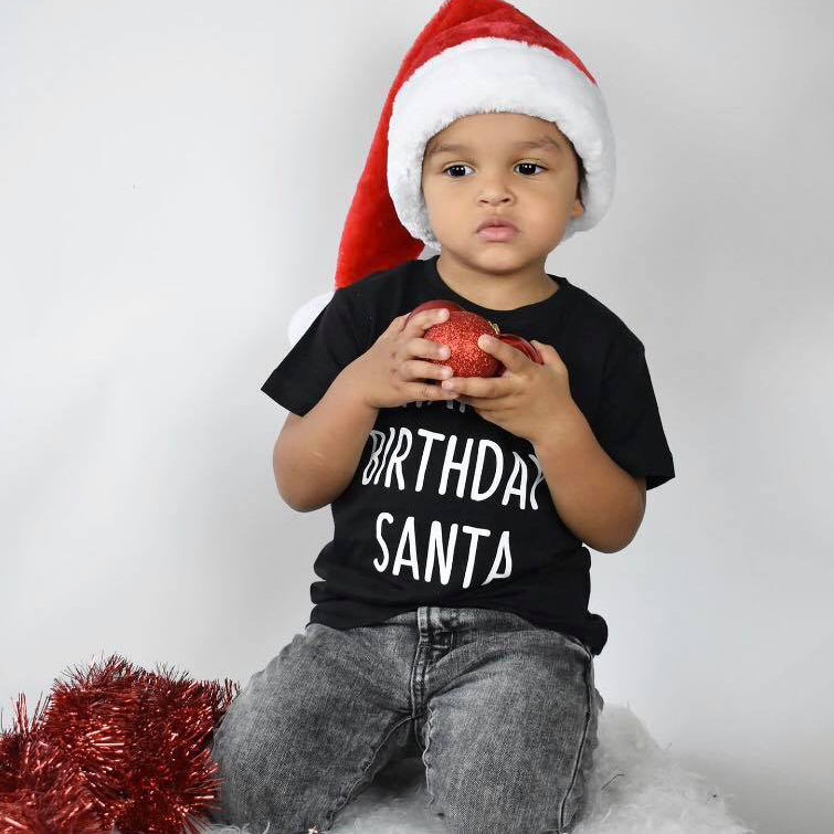 'Happy birthday Santa' kind shirt met korte mouwen