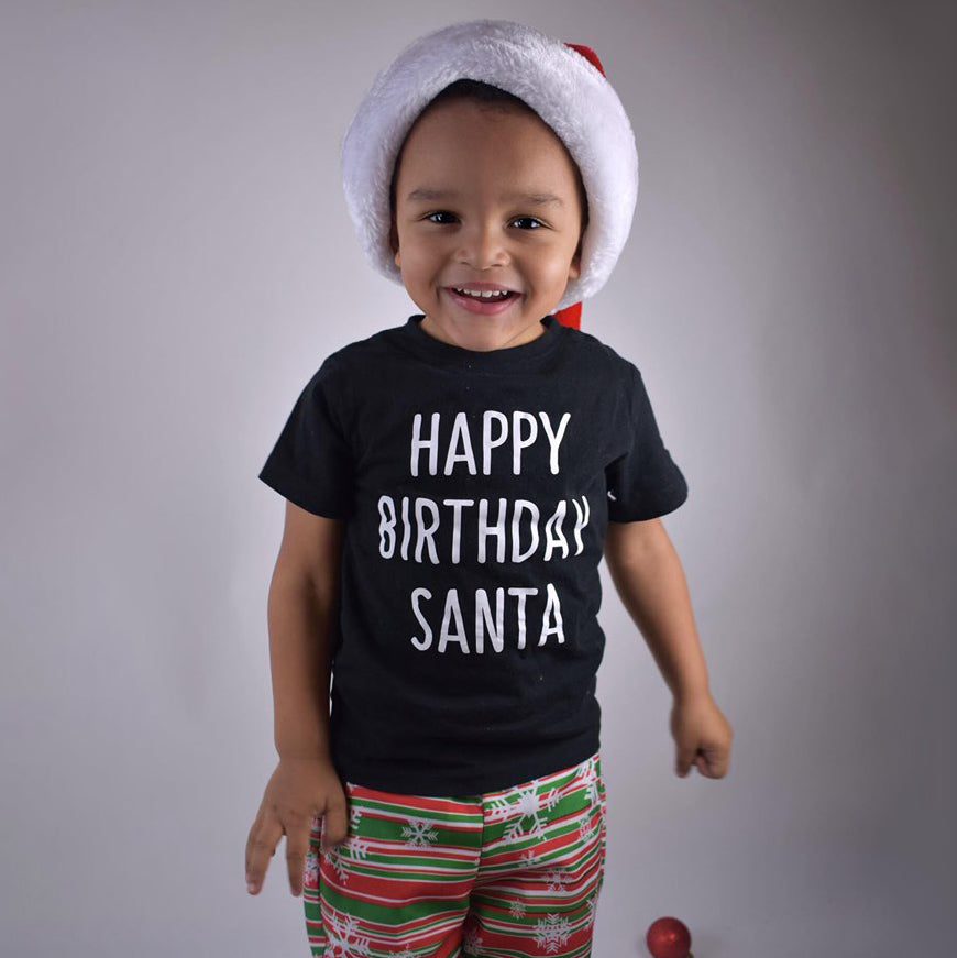 'Happy birthday Santa' kind shirt met korte mouwen