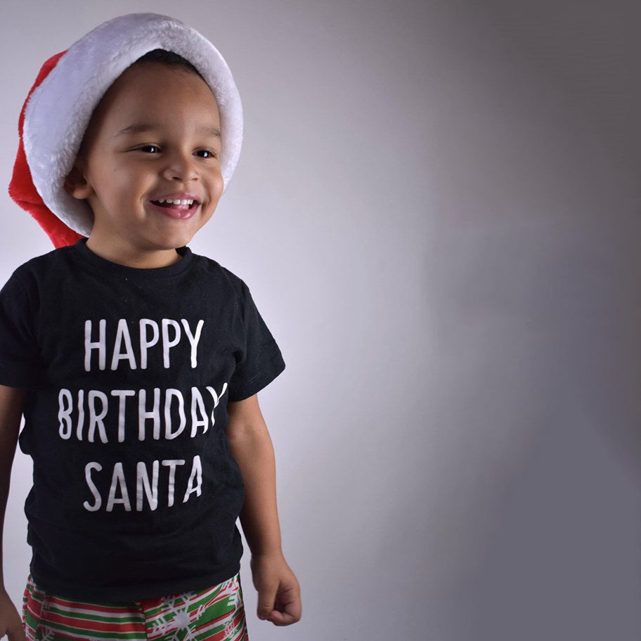 'Happy birthday Santa' kind shirt met korte mouwen