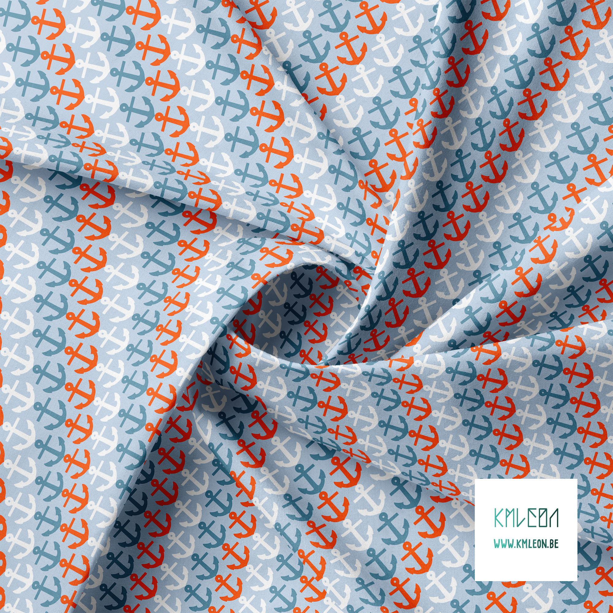 Blauwe, witte en rode ankers stof