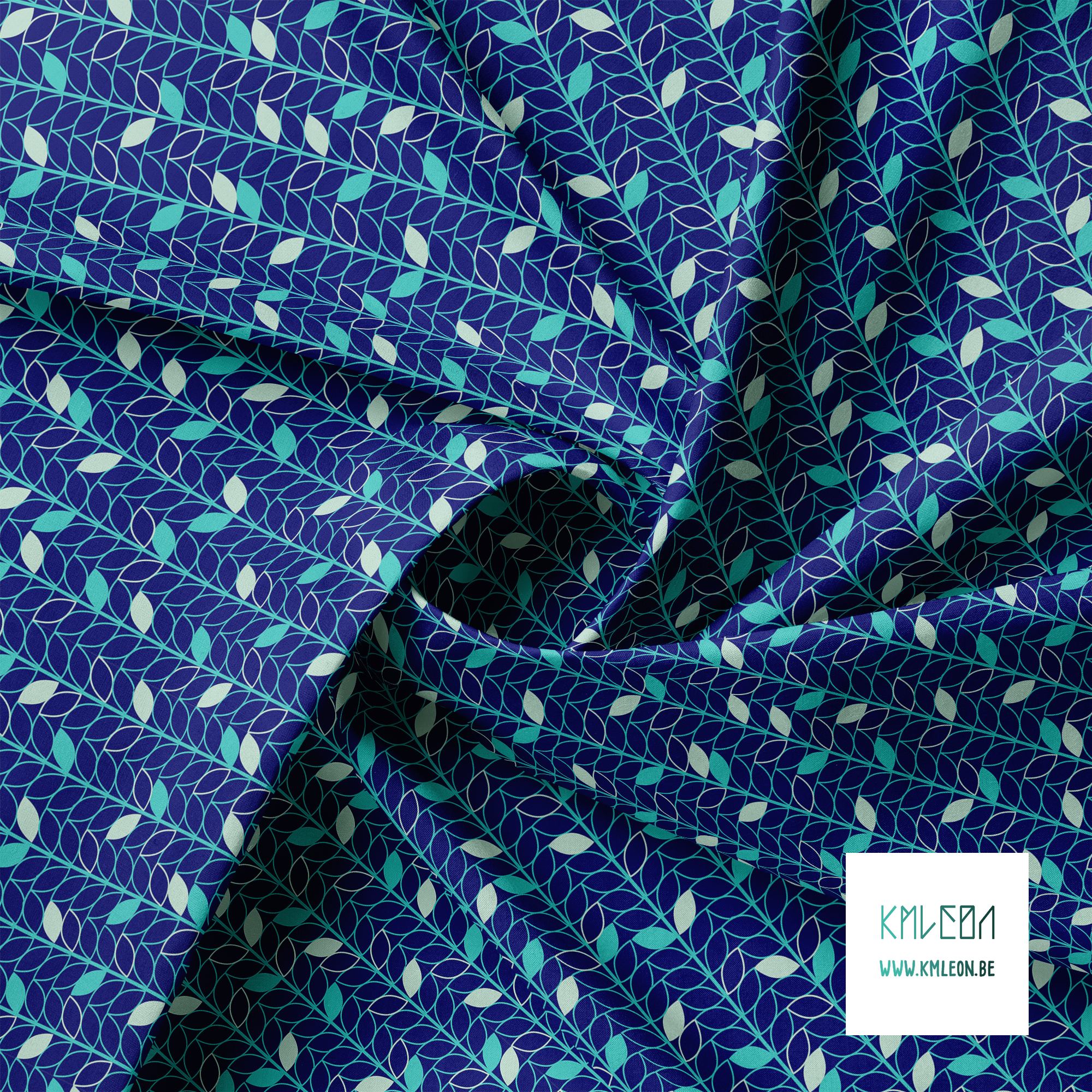 Blauwgroene blaadjes stof