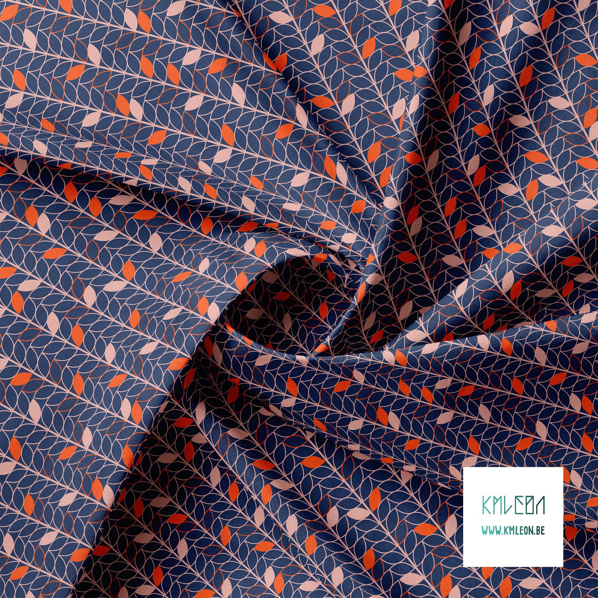 Roze en oranje blaadjes stof