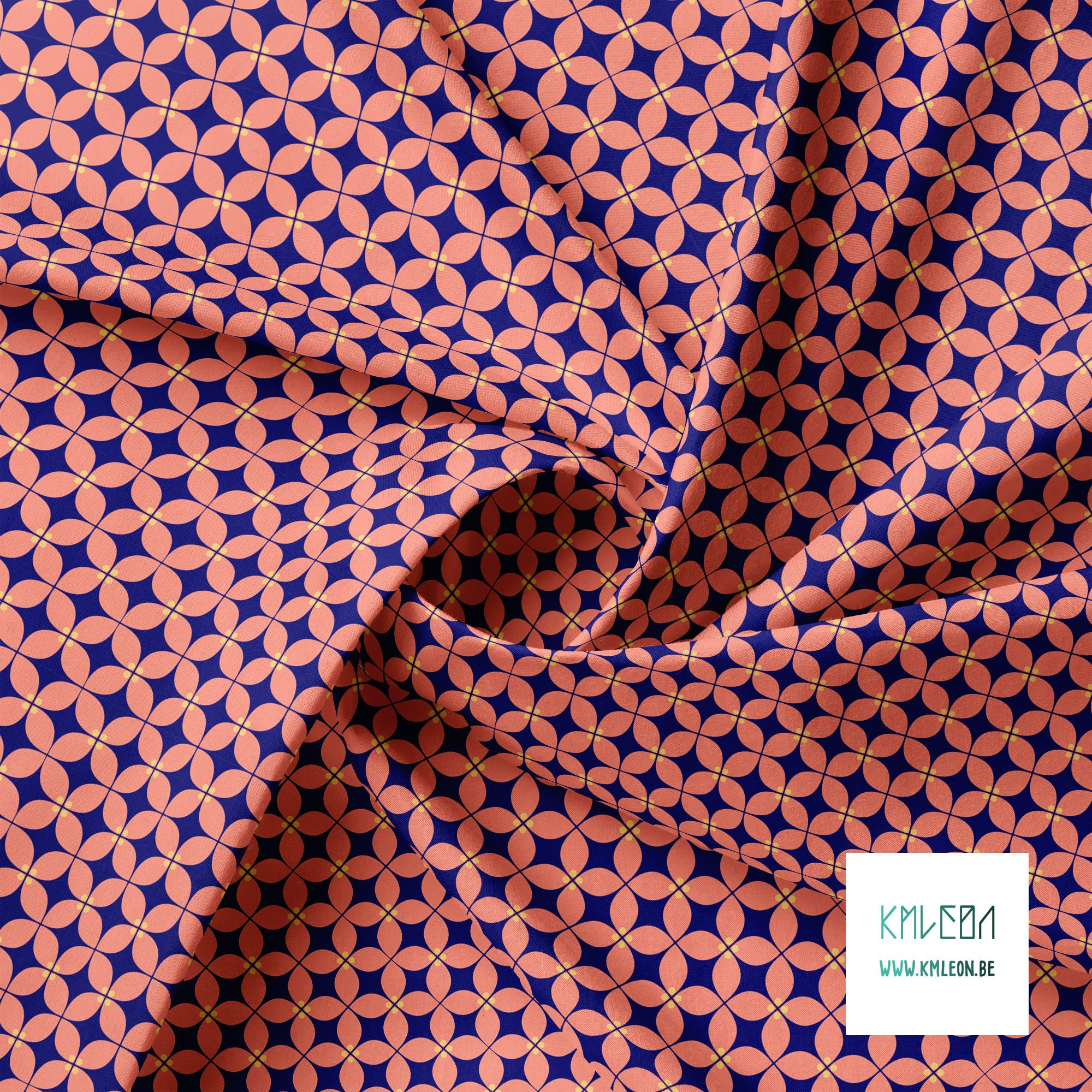 Roze en gele bloemen stof