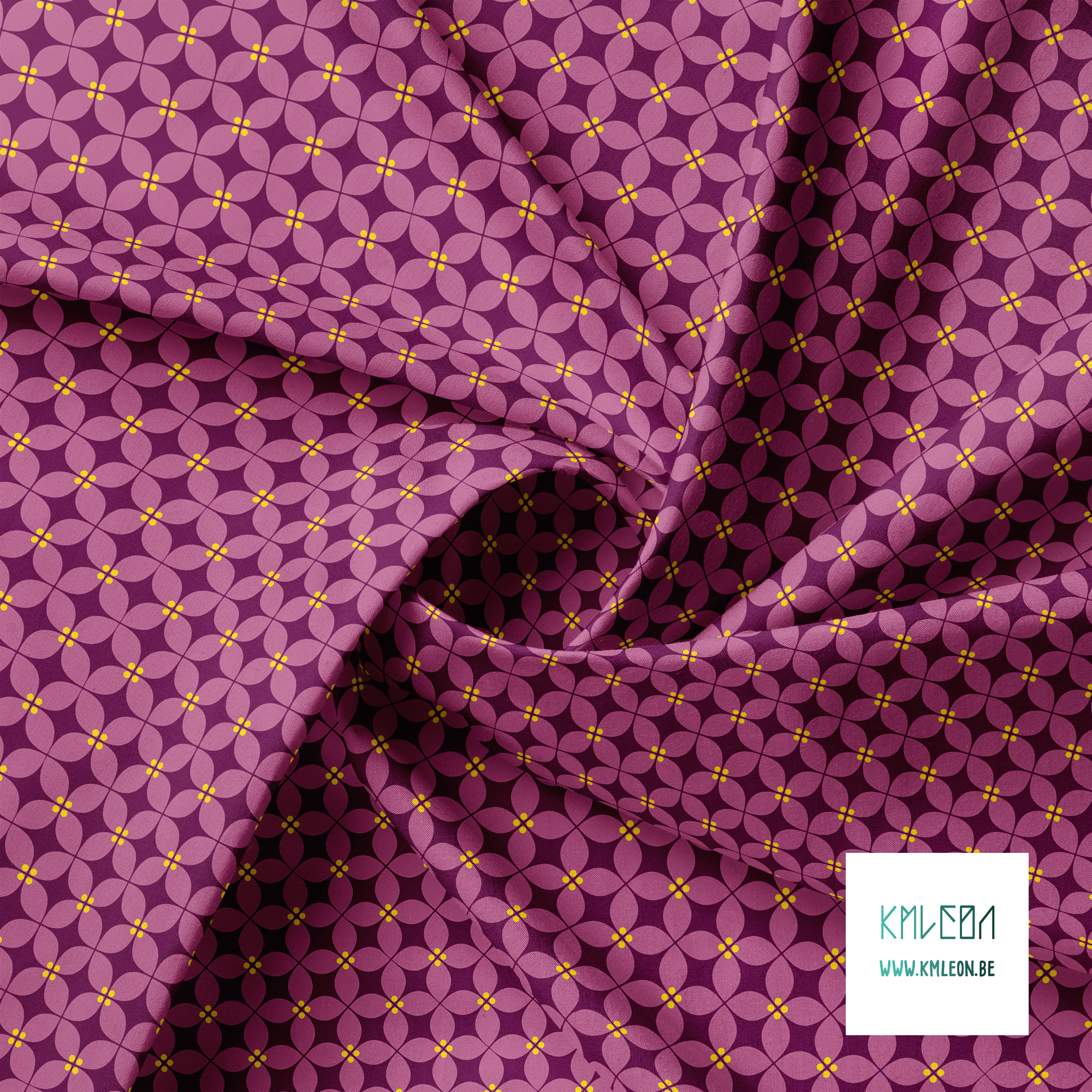 Roze en gele bloemen stof