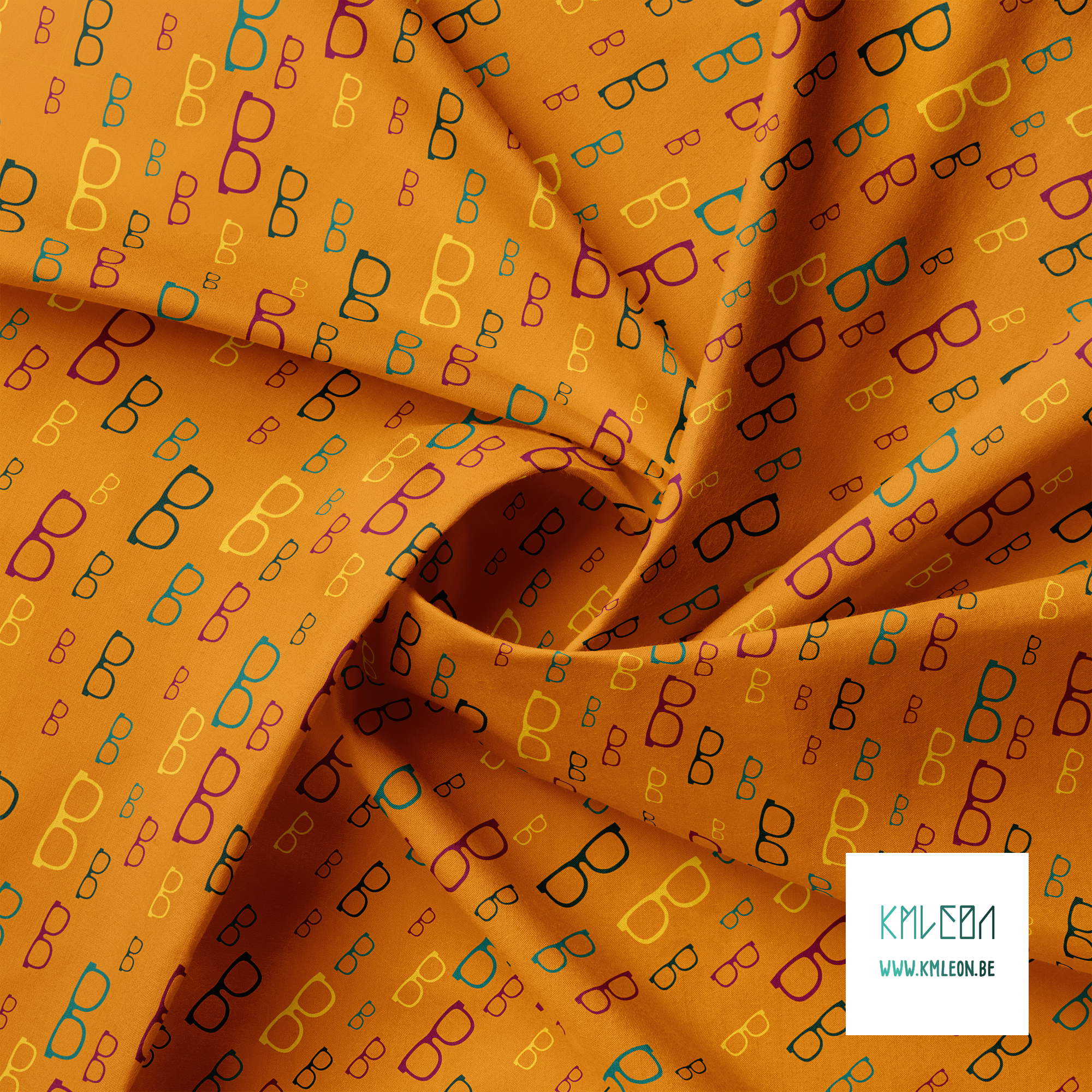 Groene, gele en paarse brillen stof