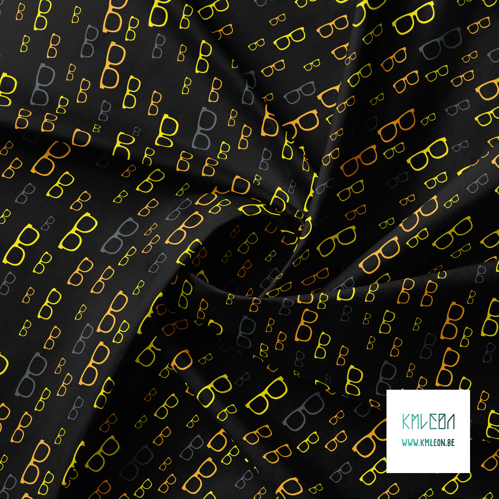 Gele, oranje en grijze brillen stof