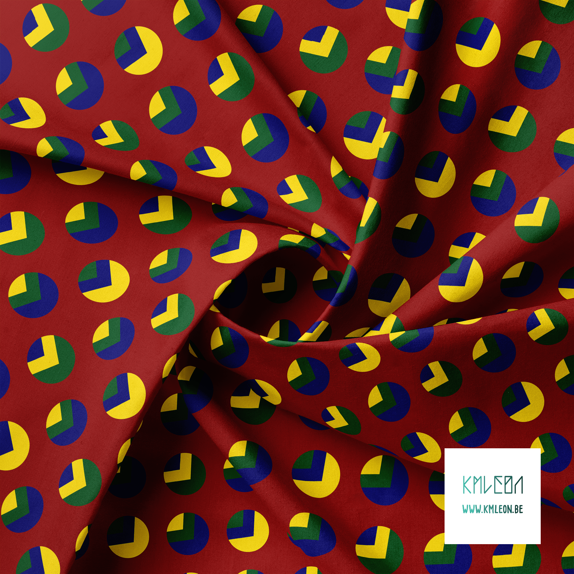 Gele, groene en blauwe cirkels en driehoeken stof