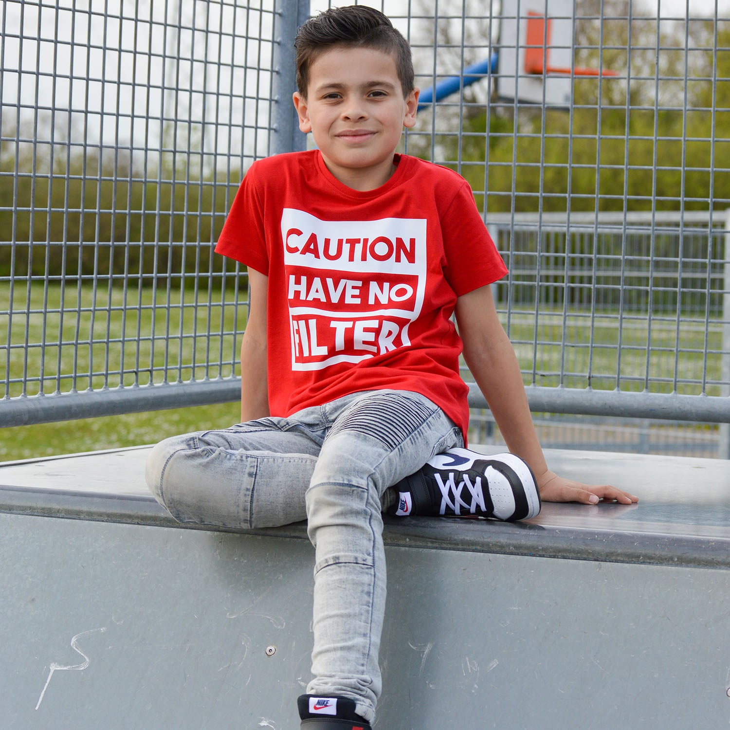 Caution: I have no filter' kind shirt met korte mouwen