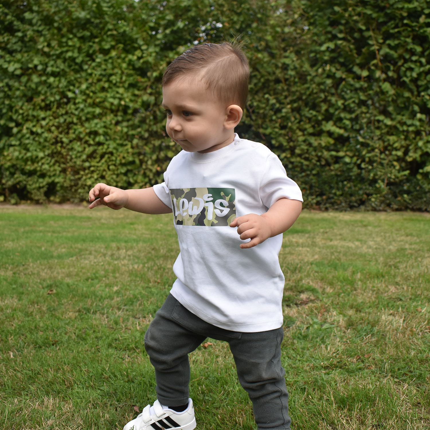 Camouflage naam baby shirt met korte mouwen