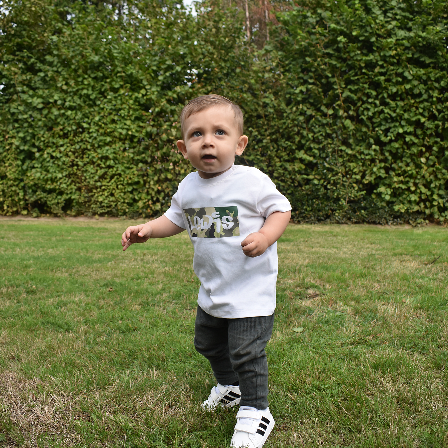 Camouflage naam baby shirt met korte mouwen