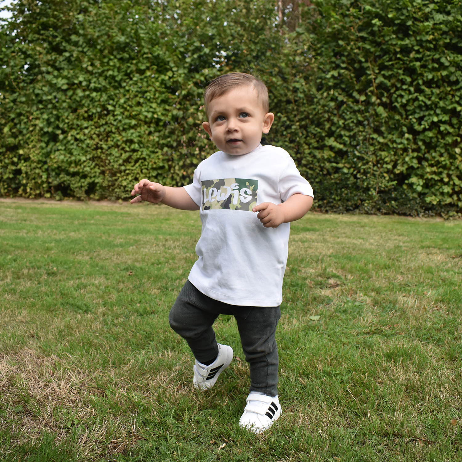 Camouflage naam baby shirt met korte mouwen