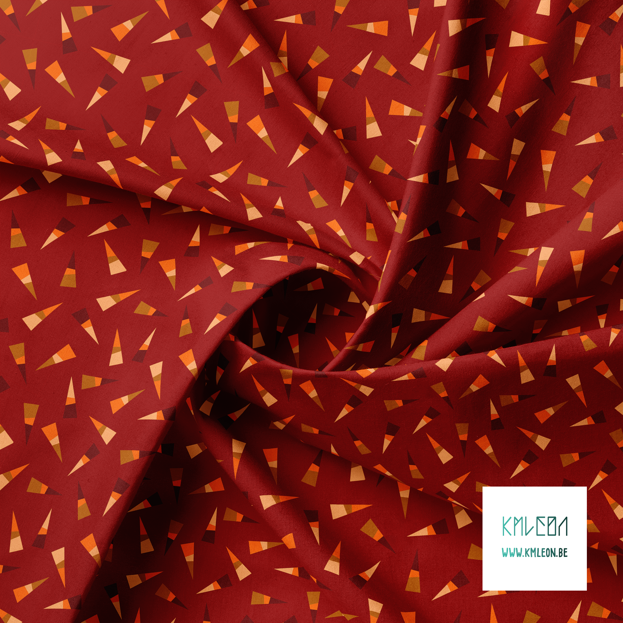 Oranje, bruine en beige driehoeken stof