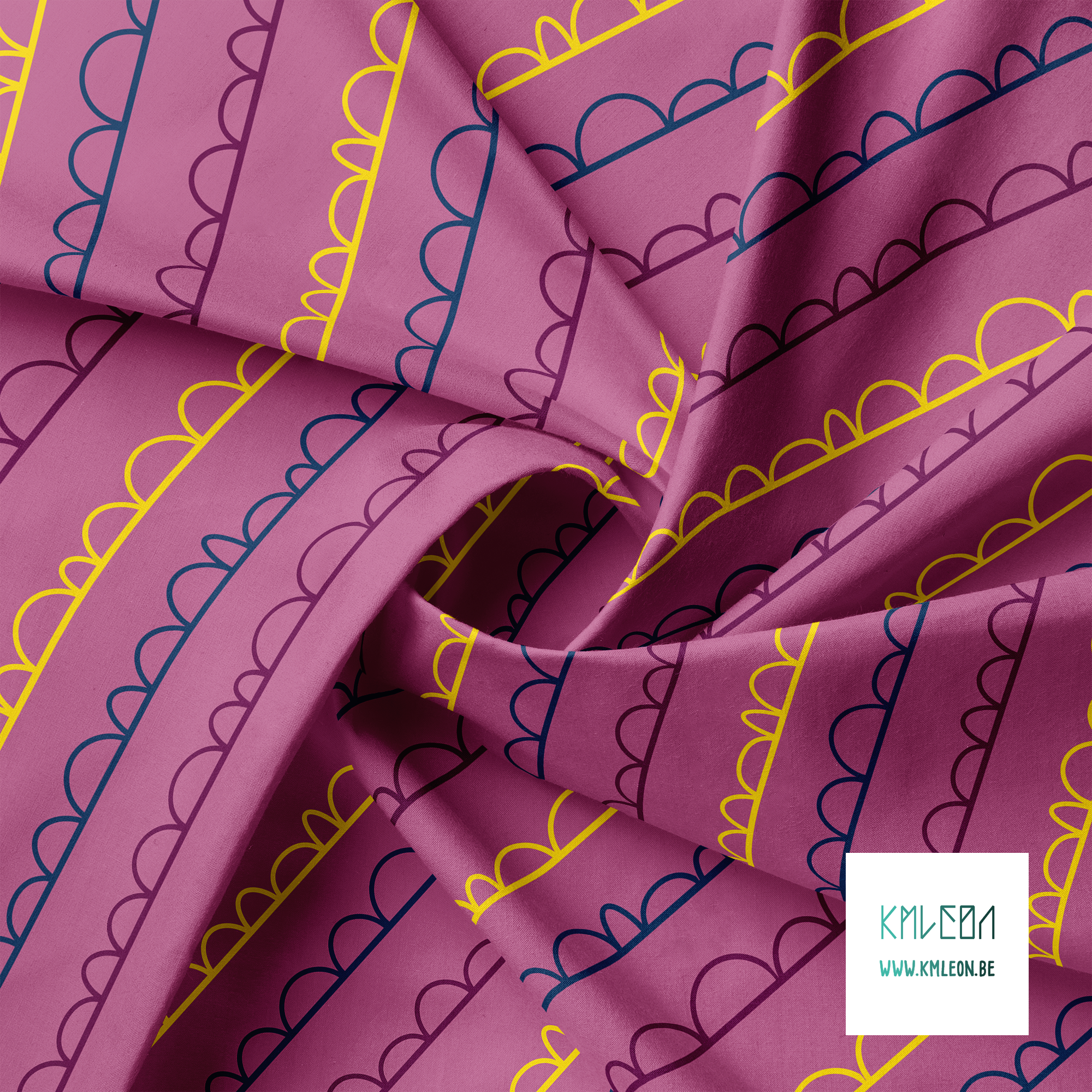 Gele, donkerblauwe en paarse onregelmatige bogen stof