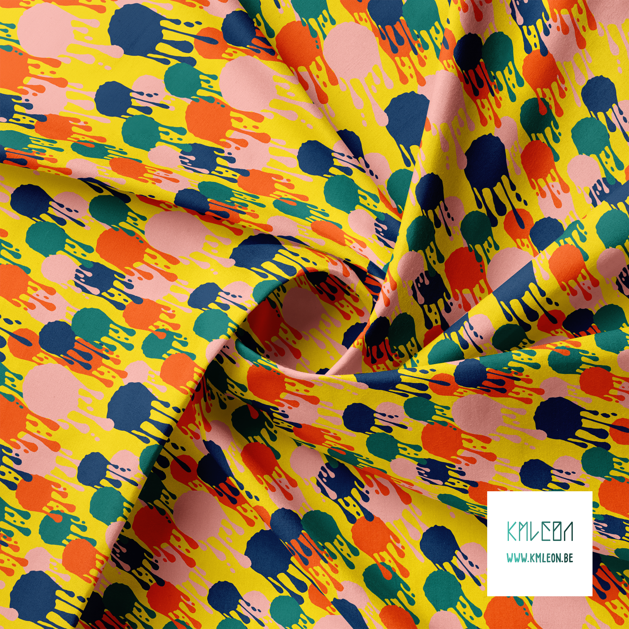 Oranje, donkerblauwe, groene en roze graffiti stof