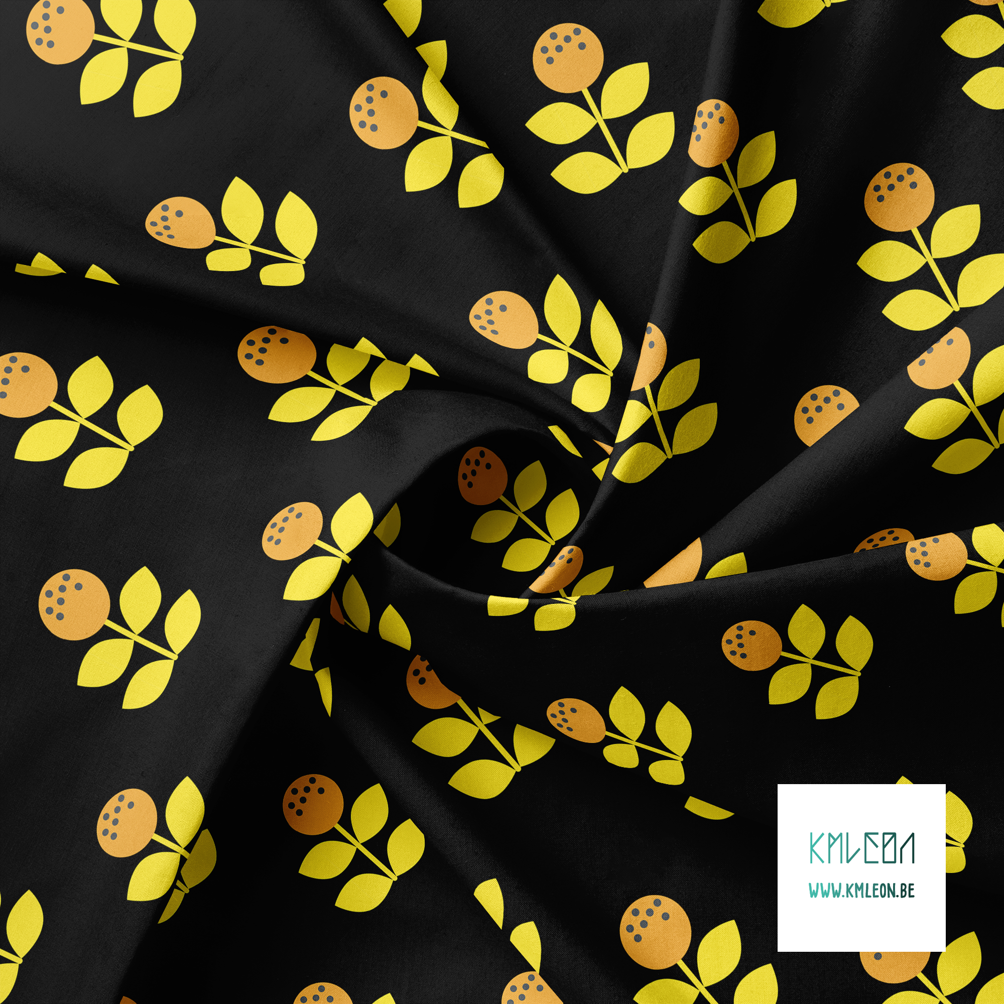 Grote oranje en gele bloemen stof