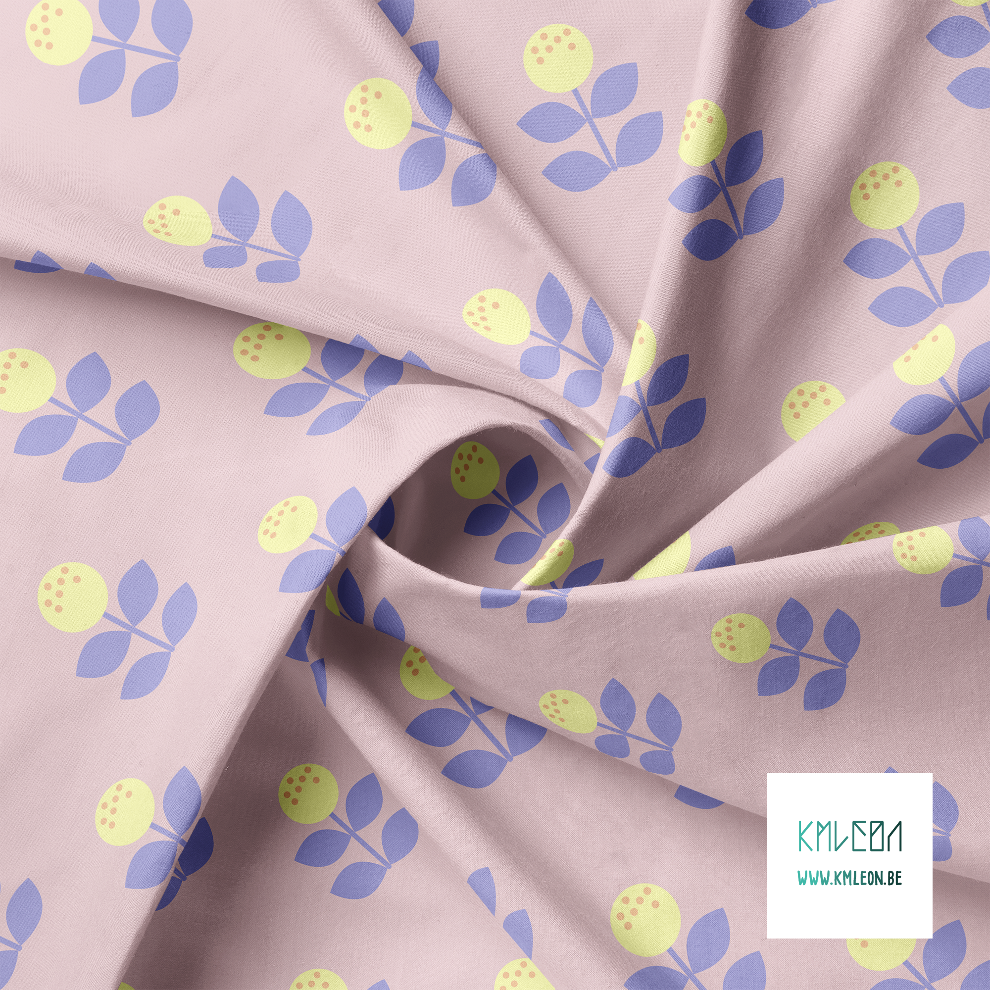 Grote gele en paarse bloemen stof