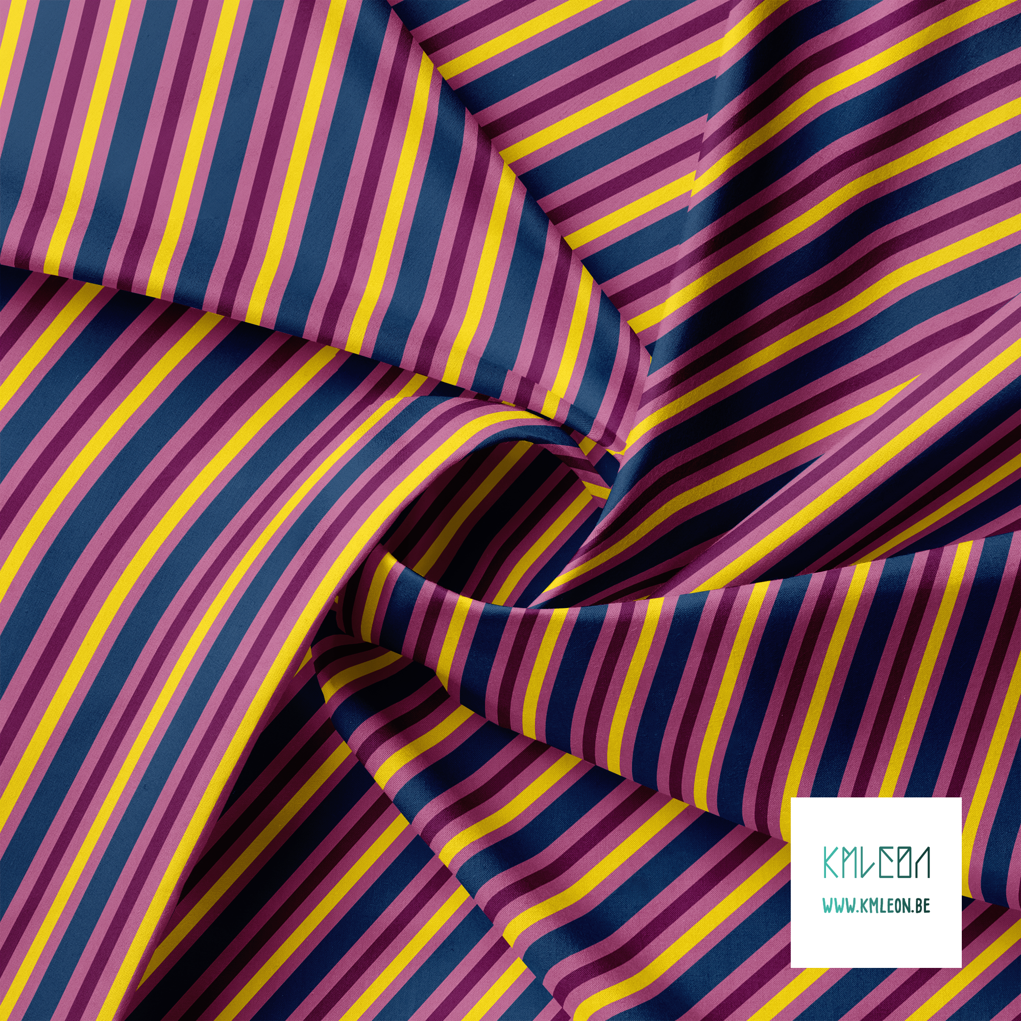 Horizontale strepen in roze, donkerblauw en paars stof