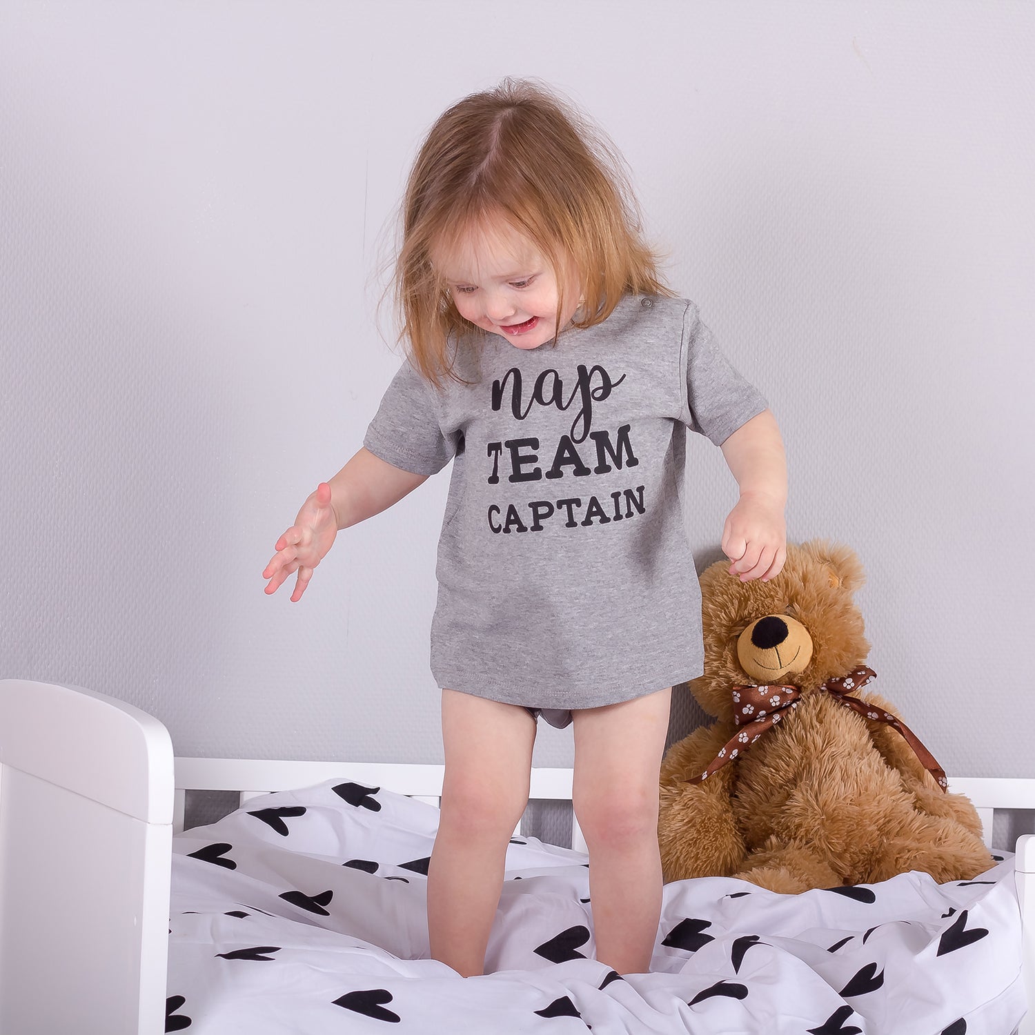 'Nap team captain' baby shirt met korte mouwen