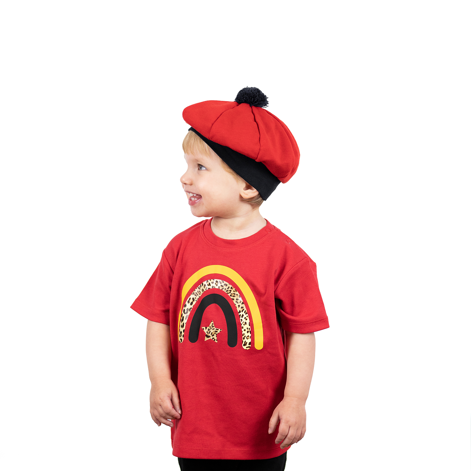 Luipaard regenboog baby shirt met korte mouwen