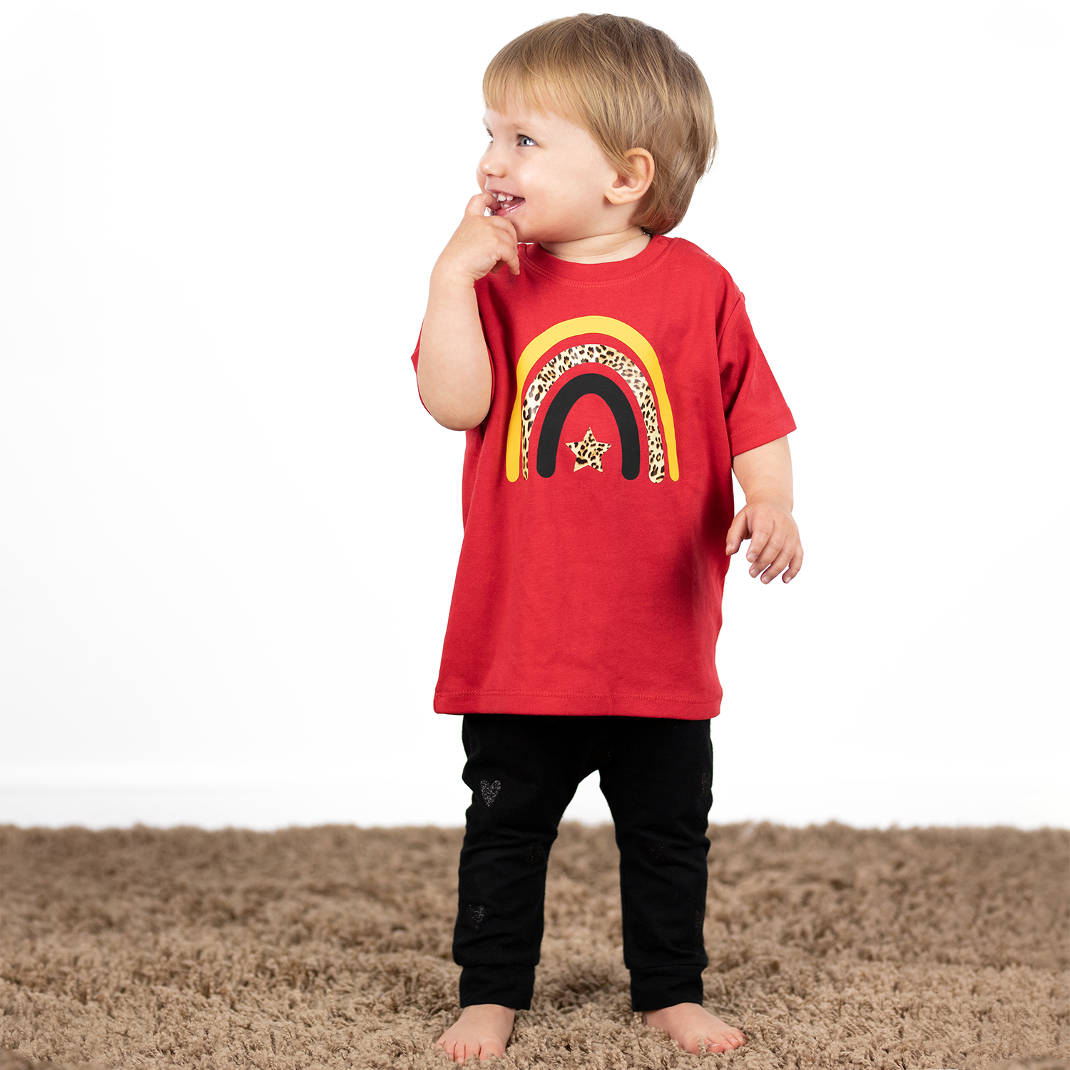 Luipaard regenboog baby shirt met korte mouwen