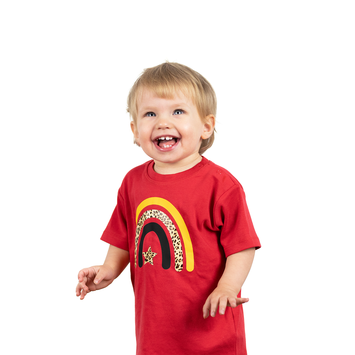 Luipaard regenboog baby shirt met korte mouwen