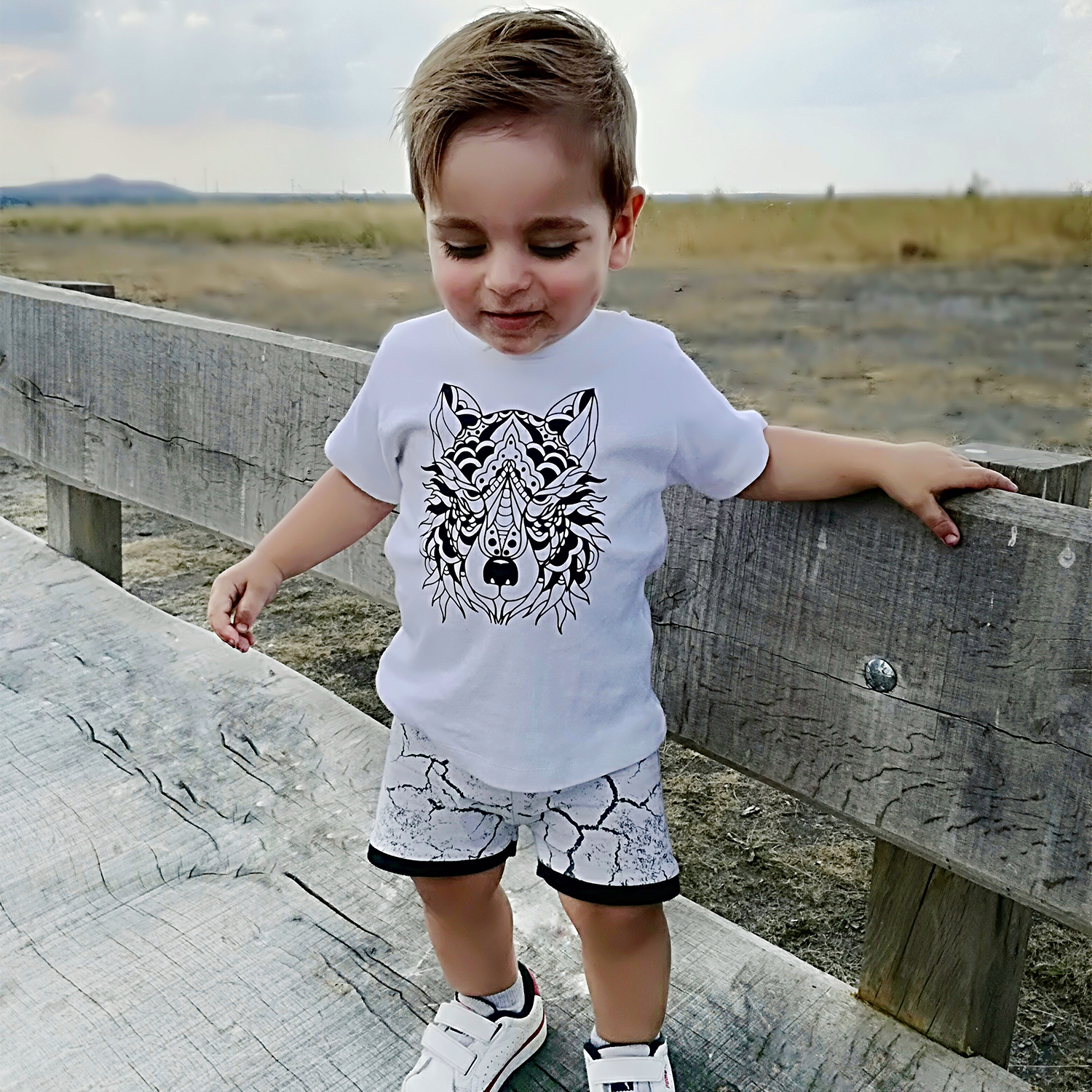 Wolf baby shirt met korte mouwen