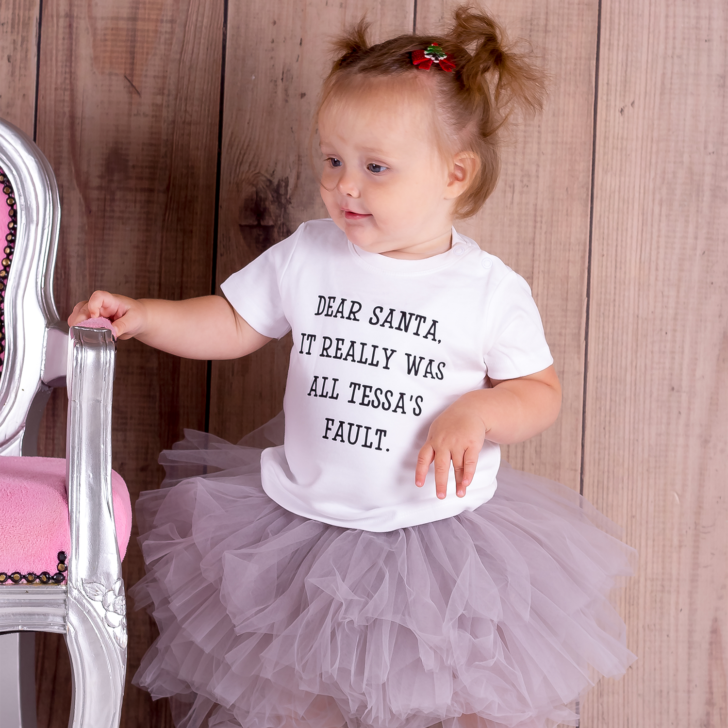'Santa, it really was....' baby shirt met korte mouwen