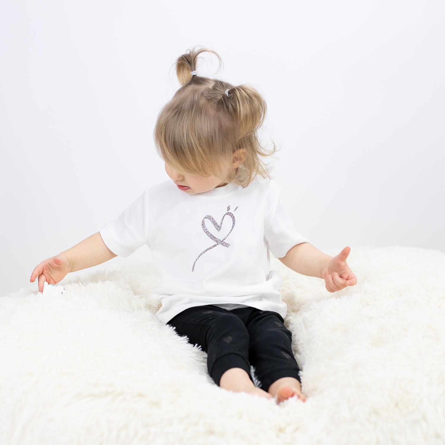 Glitter hart baby shirt met korte mouwen
