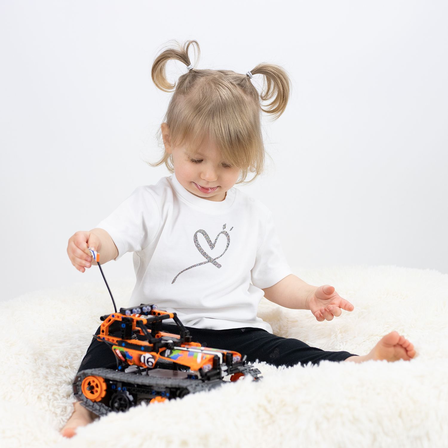 Glitter hart baby shirt met korte mouwen
