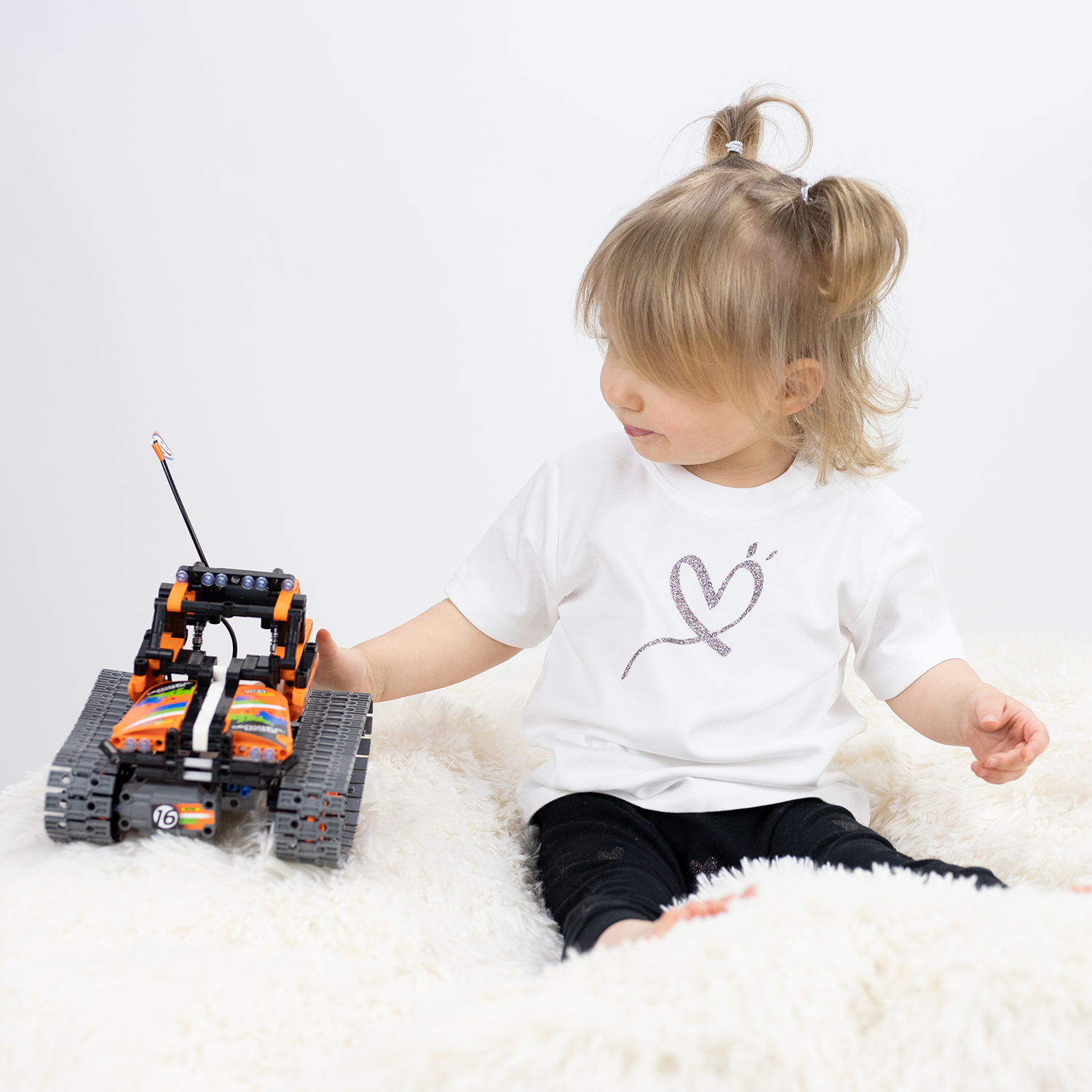 Glitter hart baby shirt met korte mouwen