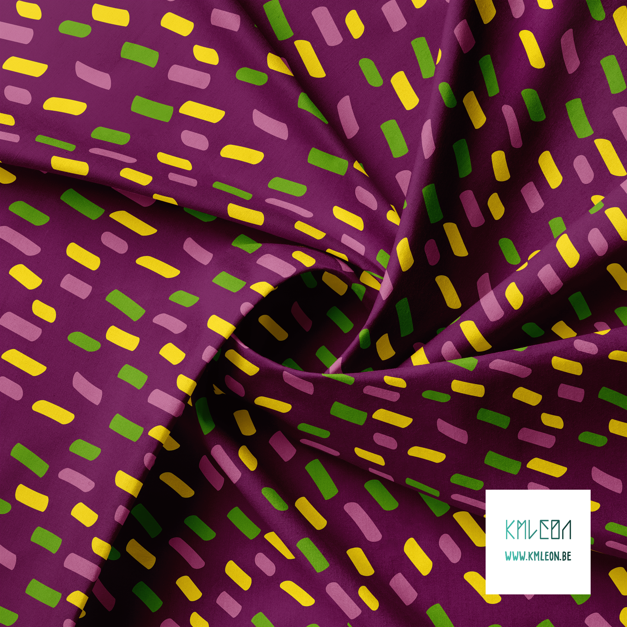 Roze, groene en gele onregelmatige strepen stof