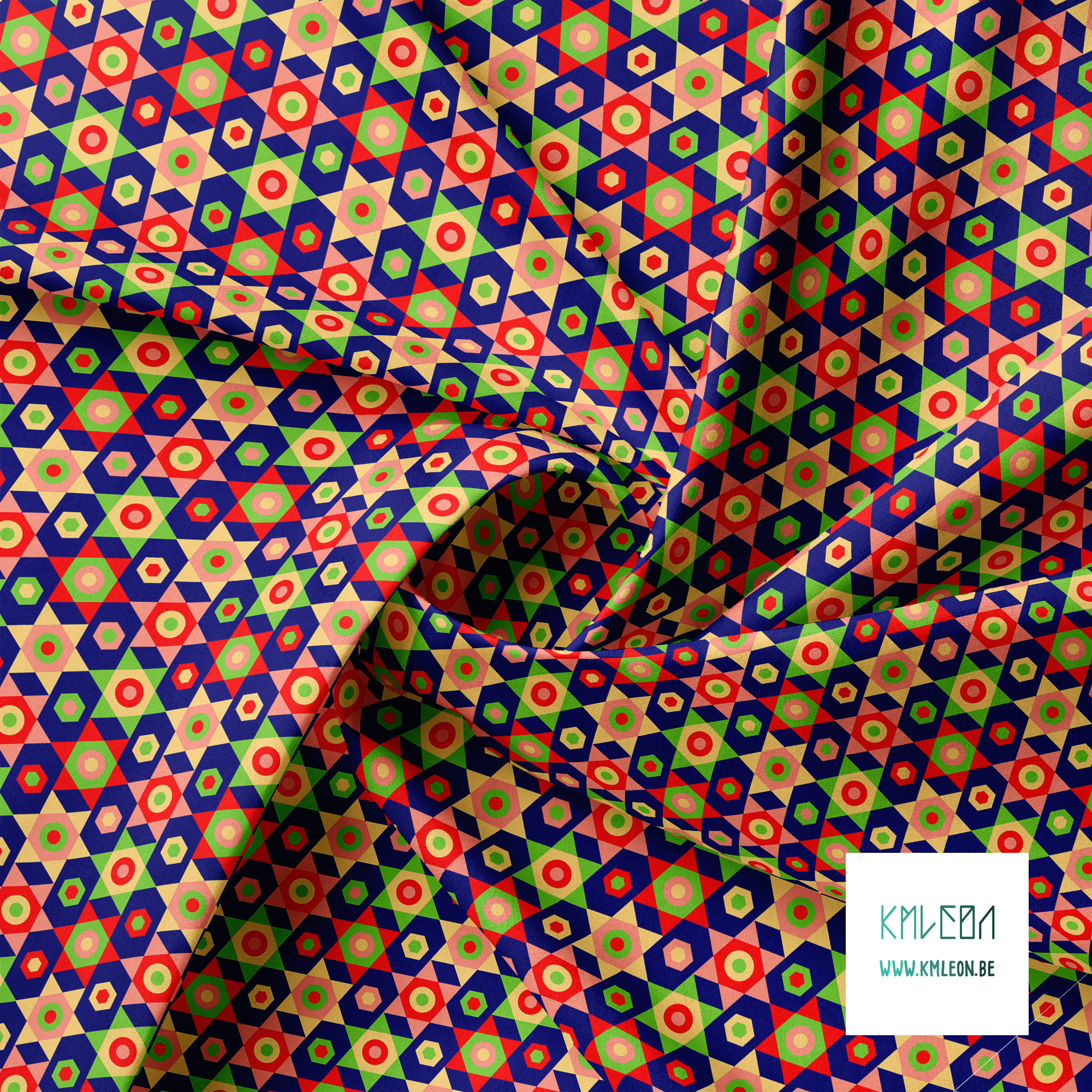 Roze, rode, gele en groene sterren stof