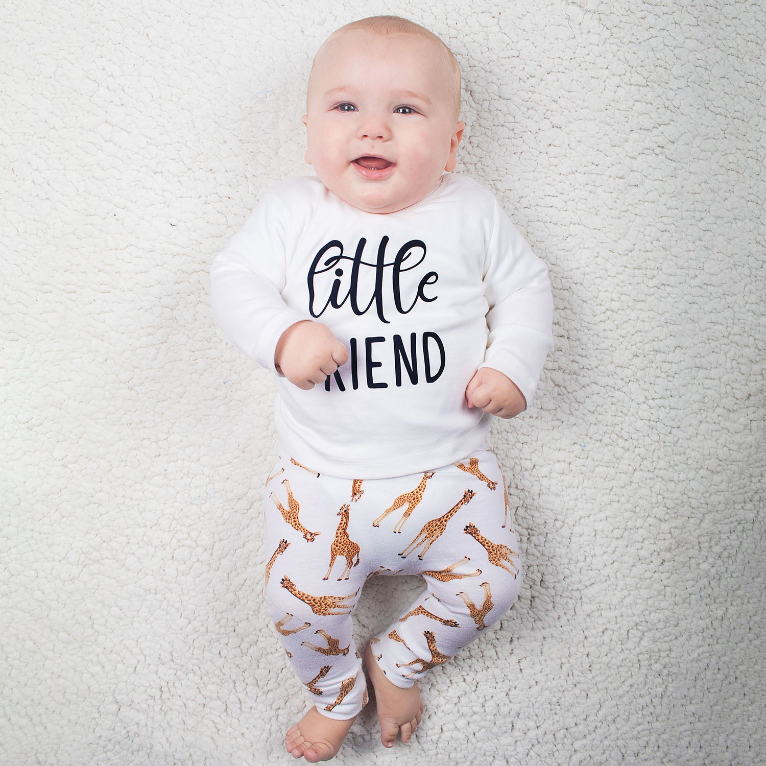 'Little friend' baby shirt met lange mouwen