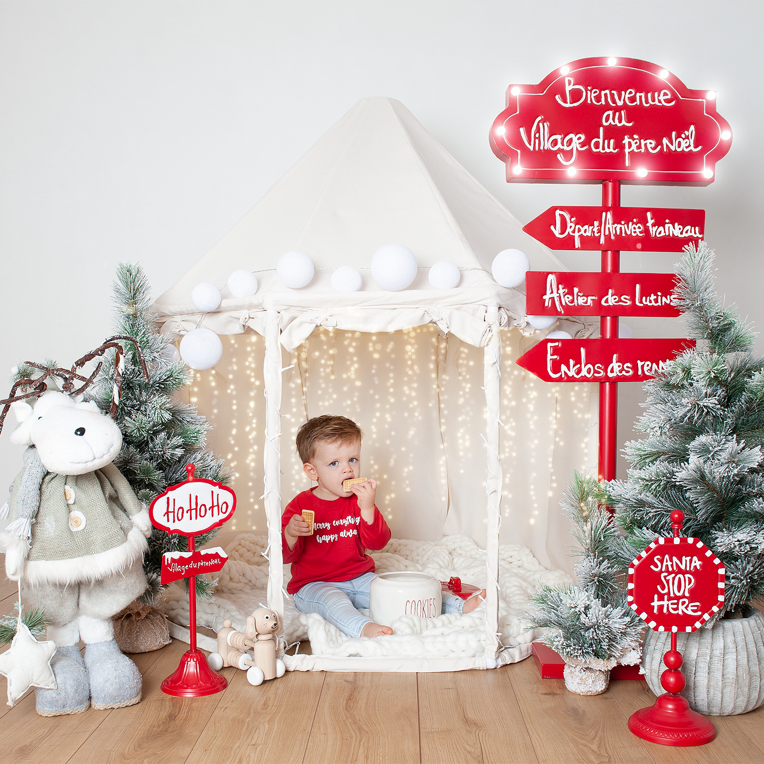 'Merry everything, Happy always' baby shirt met lange mouwen