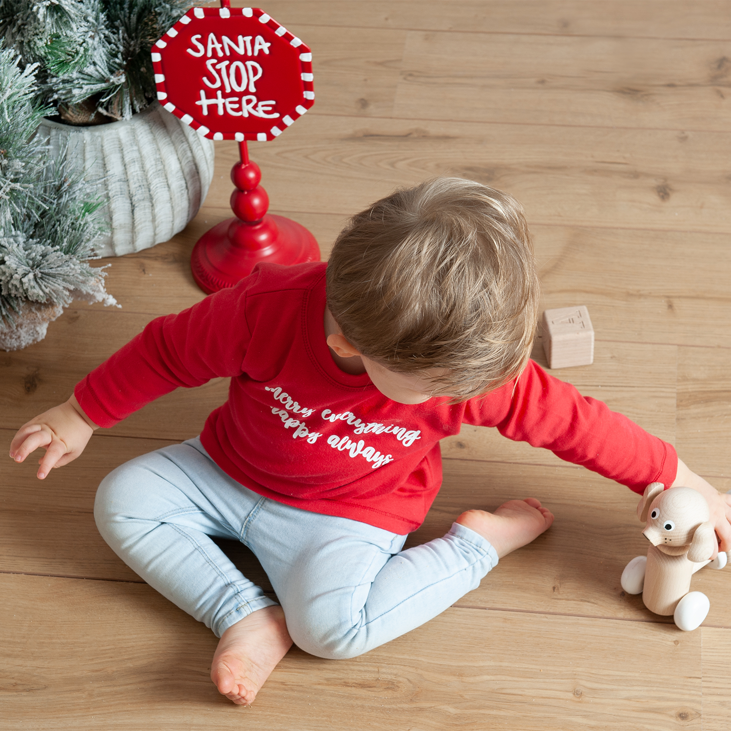 'Merry everything, Happy always' baby shirt met lange mouwen