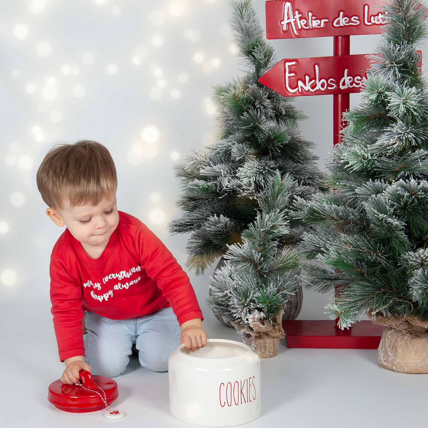 'Merry everything, Happy always' baby shirt met lange mouwen