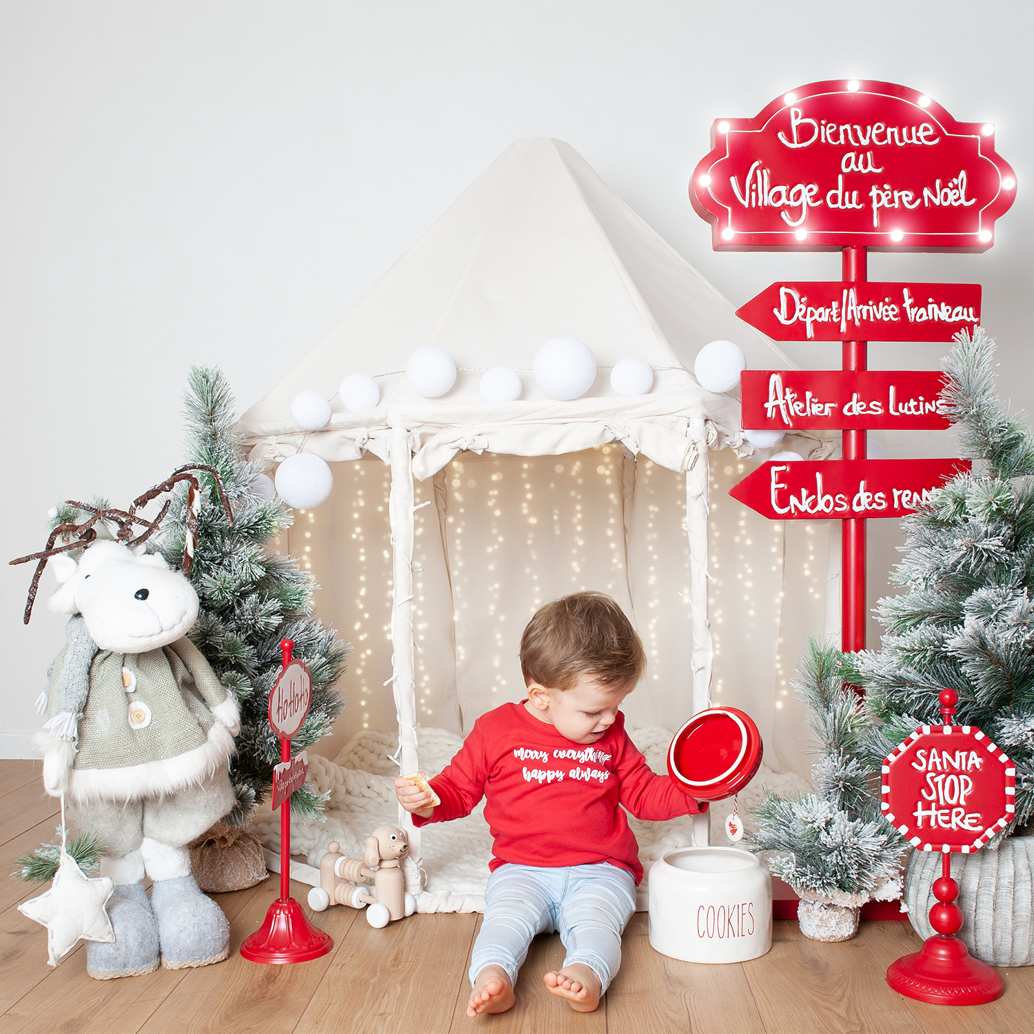 'Merry everything, Happy always' baby shirt met lange mouwen