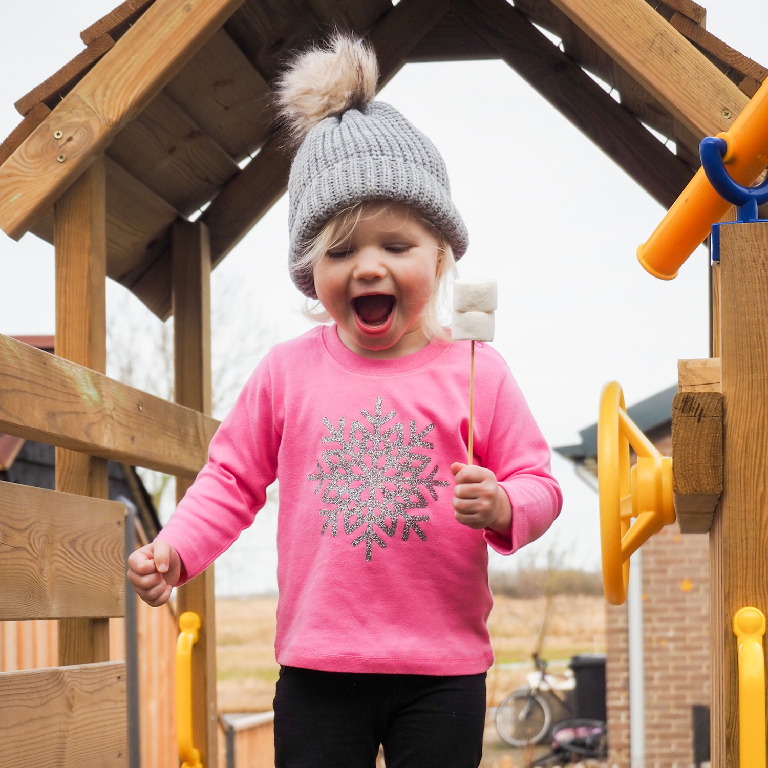 Sneeuwvlok baby shirt met lange mouwen